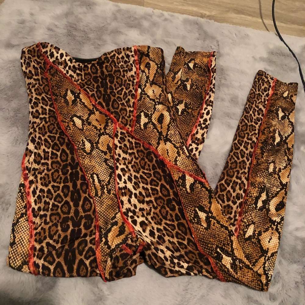 Fashion Nova Snake print Jumpsuit strapless